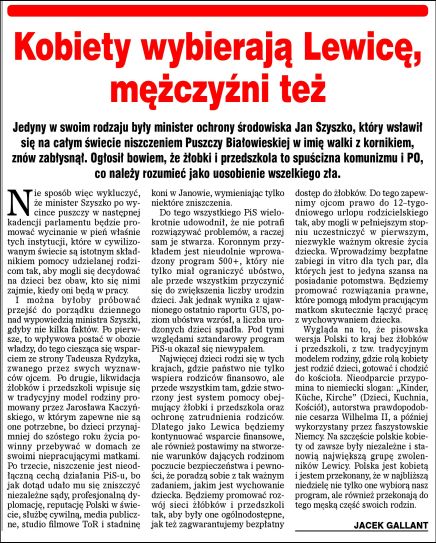 Kobiety wybierają Lewicę, mężczyźni też