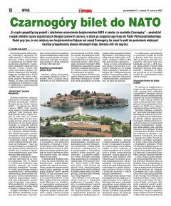 Czarnogóry bilet do NATO